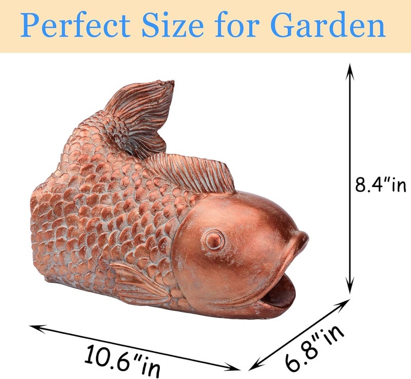 Euiroet Real Koi Sculpture Gutter Diverter Rain,Eco-Friendly Resin Gutter Extender Diverter, Fish Decor Gutter Extension Downspout, Splash Block, Perfect Gutter Downspout Extension for 3"x4" Gutter - Image 4